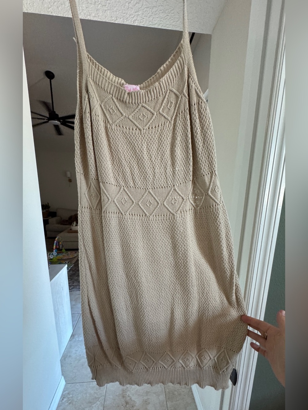 Pink Lily Beige Knit Sweater Dress